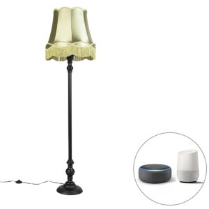 Smart floor lamp black with Granny shade green incl. WiFi A60 – Classico