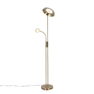Bronze floor lamp incl. LED and dimmer with reading lamp – Fez