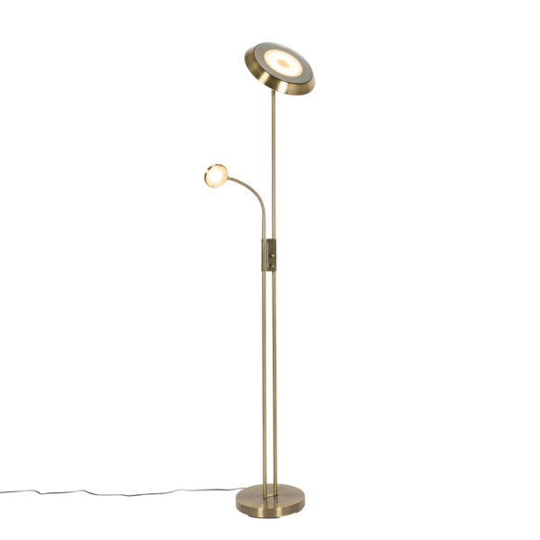 Bronze floor lamp incl. LED and dimmer with reading lamp - Fez
