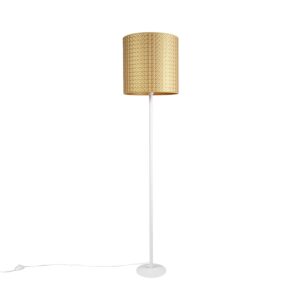 Classic Floor Lamp White with 40cm Gold Embossed Shade – Simplo
