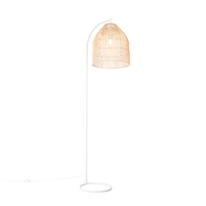 Country floor lamp white with rattan – Sam