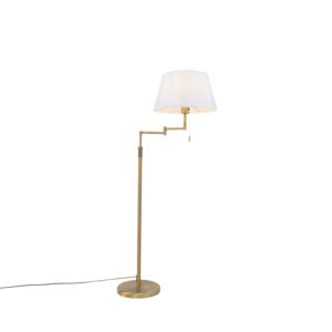 Floor lamp bronze with white shade and adjustable arm – Ladas Deluxe