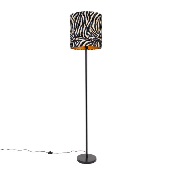 Modern floor lamp black fabric shade zebra 40 cm - Simplo