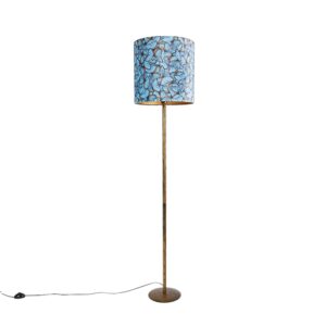 Botanical floor lamp gold with butterfly design shade 40 cm – Simplo