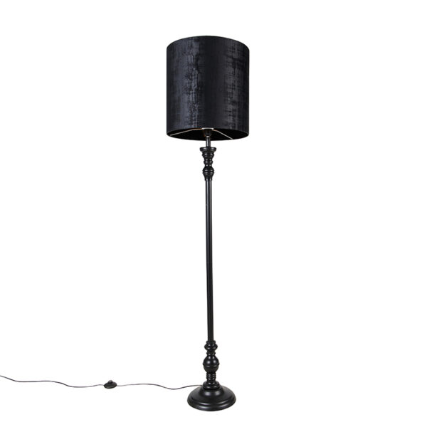 Classic floor lamp black with black shade 40 cm - Classico
