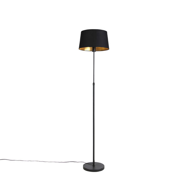 Floor Lamp Black with 35cm Black Cotton Shade - Parte