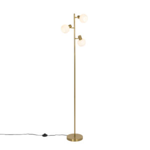 Floor lamp gold with opal glass 3-light adjustable – Anouk