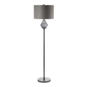 Glasgow Grey Linen Shade Floor Lamp With Smoked Glass Base