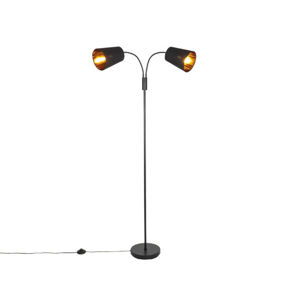 Modern floor lamp black 2-light - Carmen