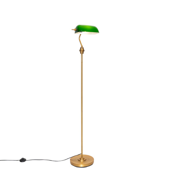 Classic notary floor lamp bronze with green glass - Banker