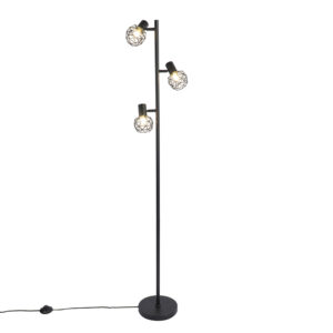 Design floor lamp black 3-light adjustable – Mesh