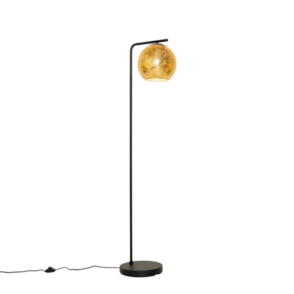 Design floor lamp black with gold glass - Bert