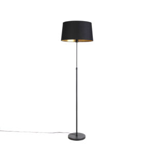 Floor Lamp Black with 45cm Black Cotton Shade – Parte