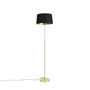 Floor Lamp Gold/Brass with 45cm Black Cotton Shade – Parte