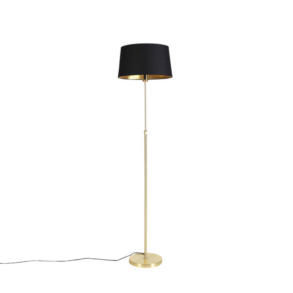 Floor Lamp Gold/Brass with 45cm Black Cotton Shade - Parte