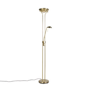Floor lamp gold with reading lamp incl. LED and dimmer – Diva 2