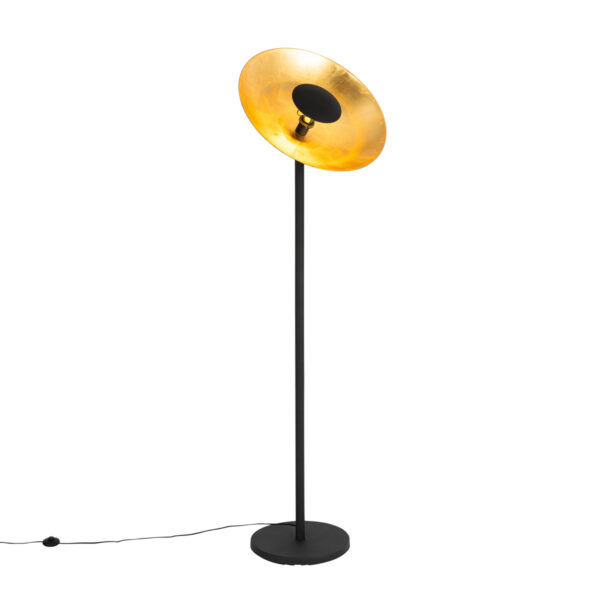 Industrial floor lamp black with gold interior 60 cm - Magnax