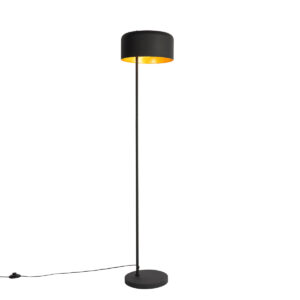 Retro floor lamp black with gold interior – Jinte