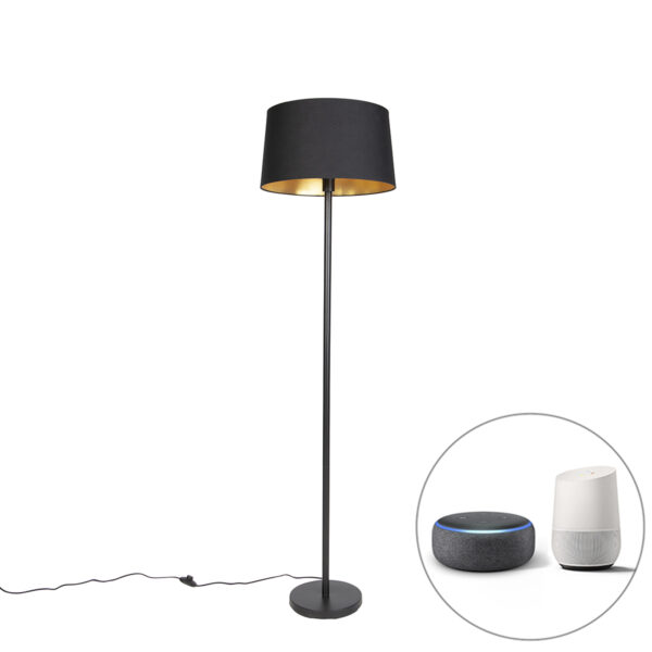 Smart floor lamp black with black shade 45 cm incl. Wifi A60 - Simplo