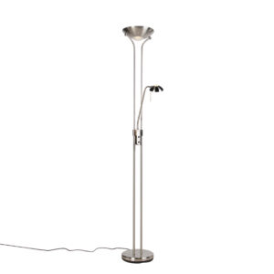 Steel floor lamp with reading lamp incl. LED and dimmer – Diva 2