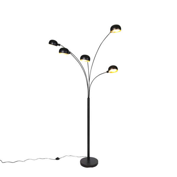 Design floor lamp black 5-light - Sixties