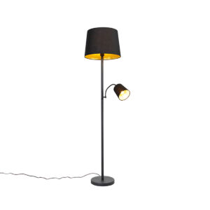 Smart floor lamp black with gold incl. WiFi A60 and E14 – Retro