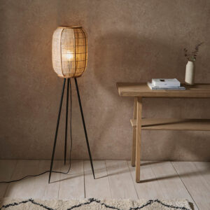 Endon 101687 Zaire Tripod Floor Lamp With Linen And Bamboo Shade